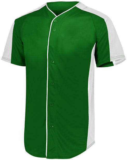 Augusta Sportswear Full-Button Baseball Jersey (1655), Color 'Dark Green/White'